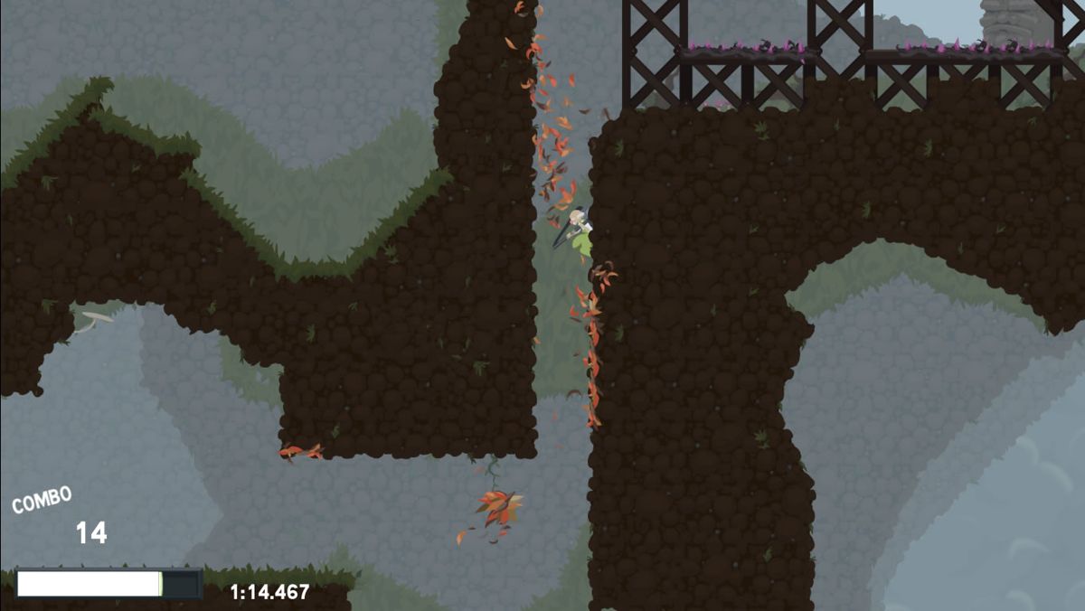 Dustforce (Windows) screenshot: Using leaves it is possible to wall jump