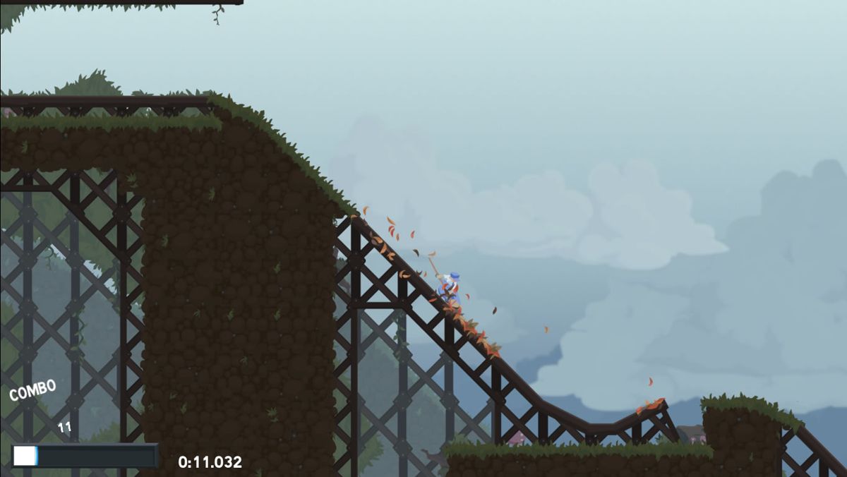 Dustforce (Windows) screenshot: Gliding down a slope