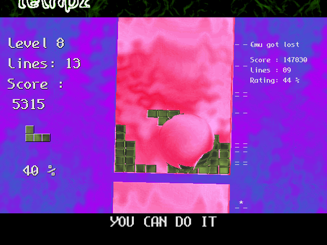 Tetripz (DOS) screenshot: 2C-B, level 8