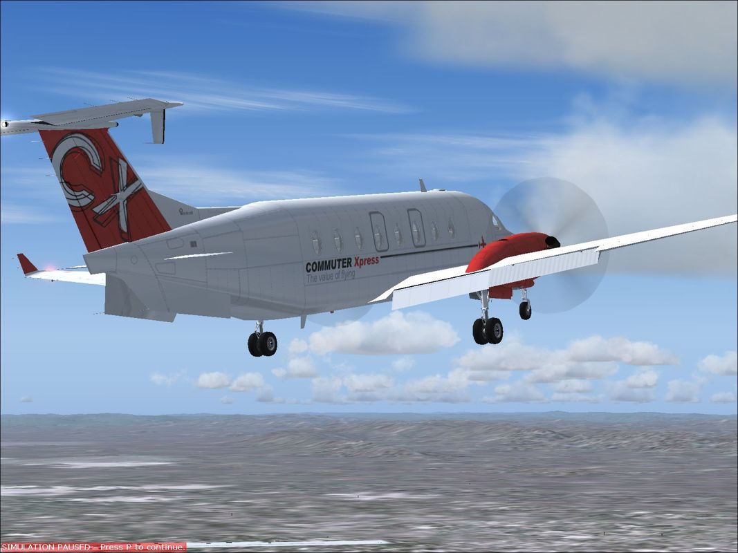 Aircraft: Collector's Edition (Windows) screenshot: The Beechcraft 1900D is supplied with only the 'Commuter Express' livery. It is one of the few aircraft where the interior is visible through the windows