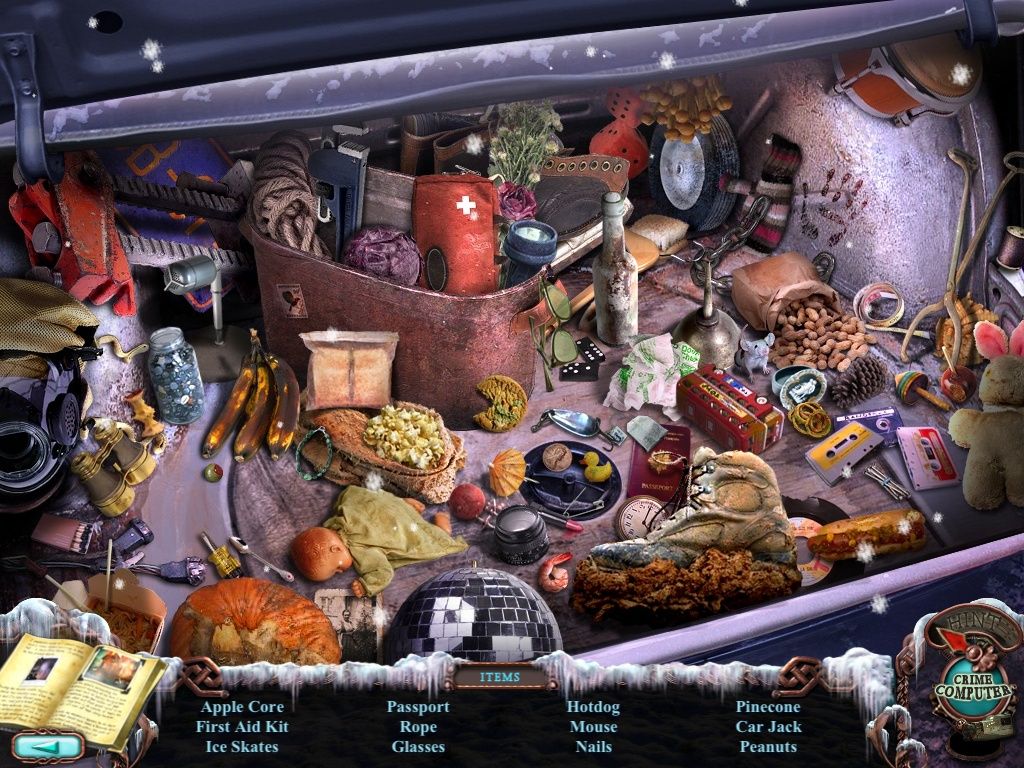Mystery Case Files: Dire Grove (Collector's Edition) (iPad) screenshot: Abandoned car trunk - objects