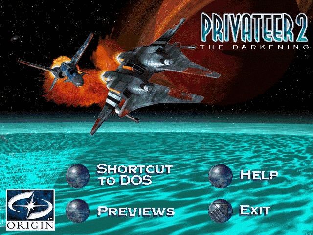 Privateer 2: The Darkening (Windows) screenshot: The 'gateway.exe' program that autostarts under Windows, and basically launches the DOS version under Windows via the 'Shortcut to DOS' button.