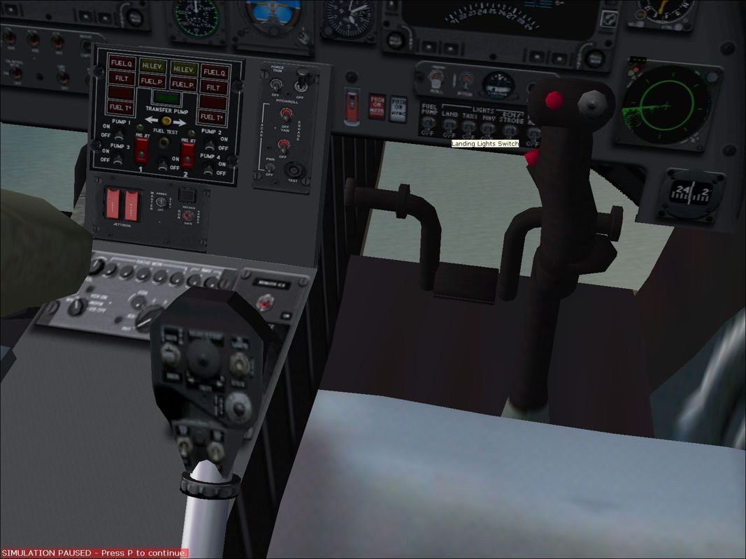 Aircraft: Collector's Edition (Windows) screenshot: The Bell OH-58 Kiowa central console in virtual mode. some controls remain active in this mode