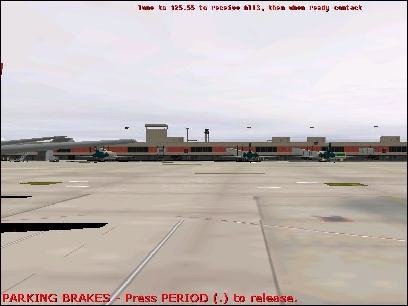 Airport 2000: Volume 2 (Windows) screenshot: Messages from Air Traffic control also appear across the top of the screen or ...