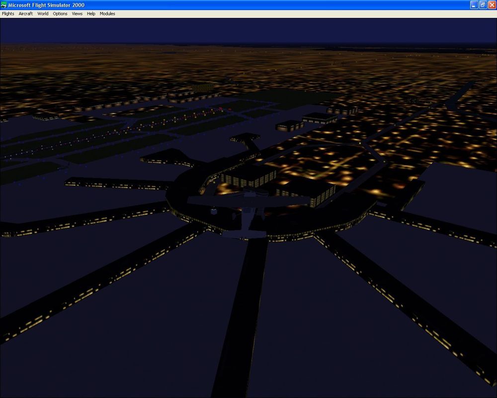 Airport 2000: Volume 2 (Windows) screenshot: The default Miami International airport by night