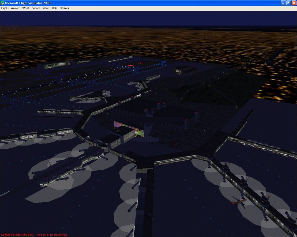 Airport 2000: Volume 2 (Windows) screenshot: The enhanced Miami International airport at night