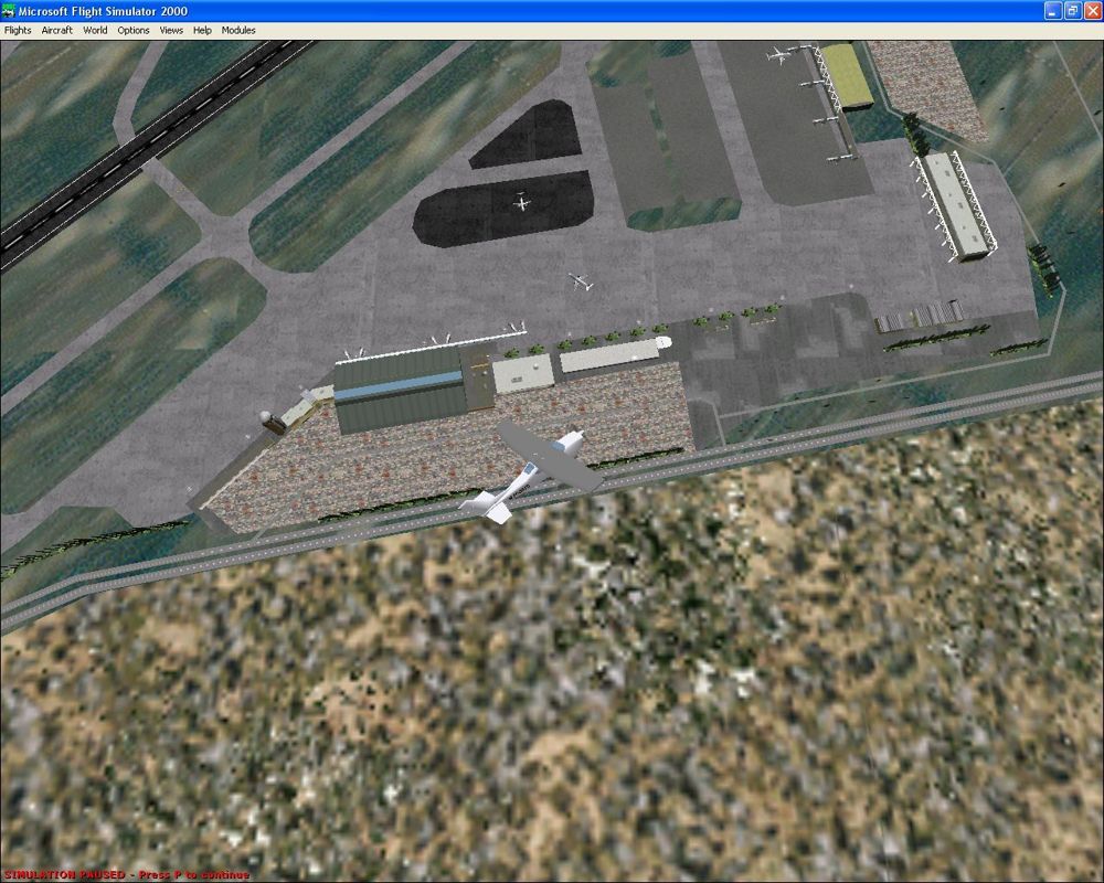 Airport 2000: Volume 2 (Windows) screenshot: Flying over the enhanced Nice airport