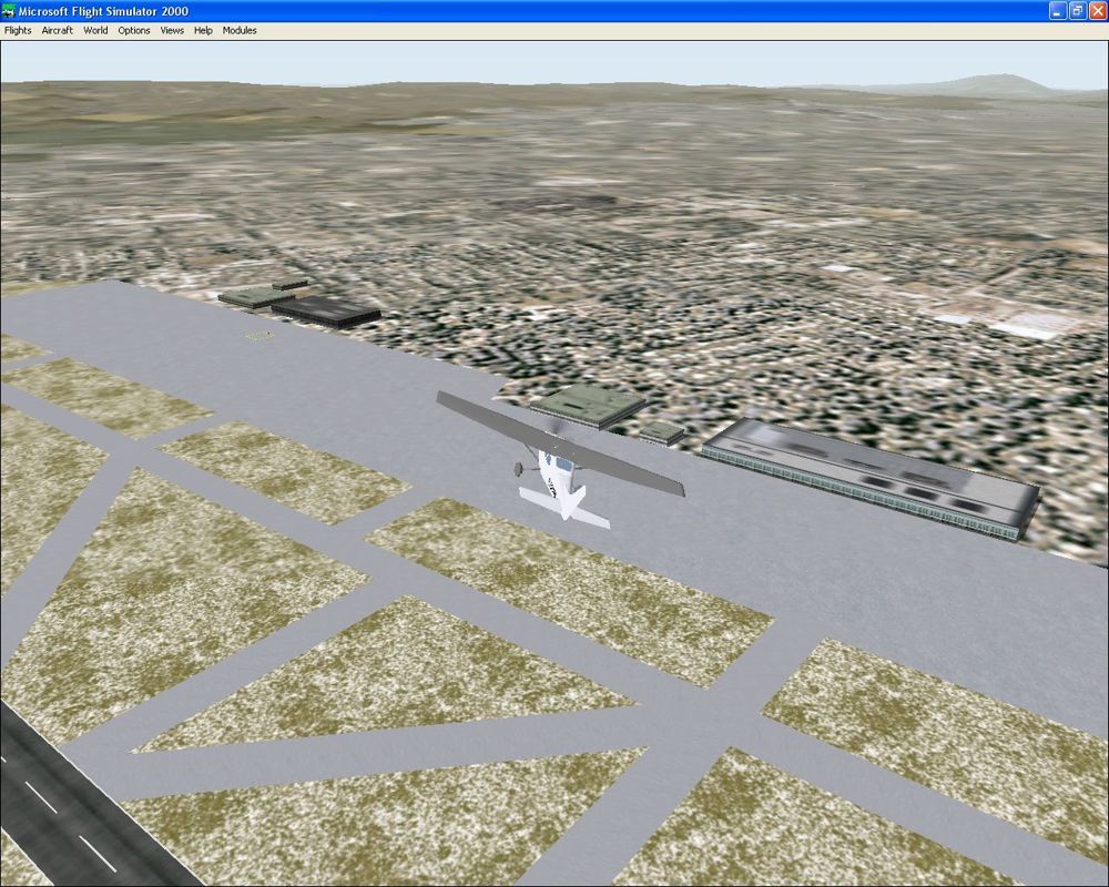 Airport 2000: Volume 2 (Windows) screenshot: Flying over the default El Prat airport