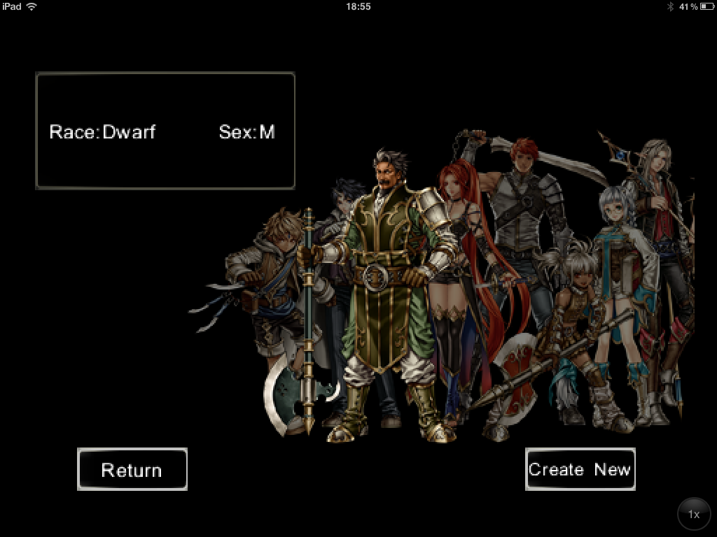 Wizardry: Labyrinth of Lost Souls (iPhone) screenshot: Choosing your first character. Isn't he a bit tall for a Dwarf?