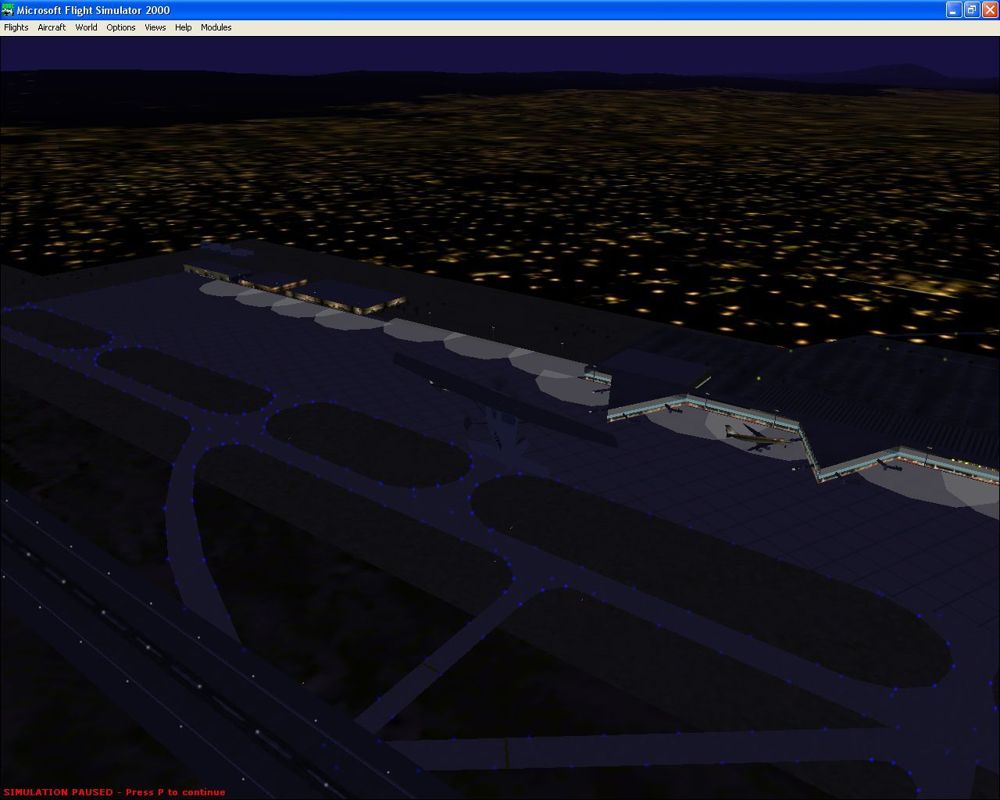 Airport 2000: Volume 2 (Windows) screenshot: Barcelona's El Prat airport by night