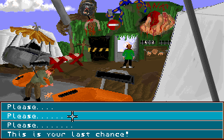 Escape from Delirium (DOS) screenshot: Another uninteresting dialogue.