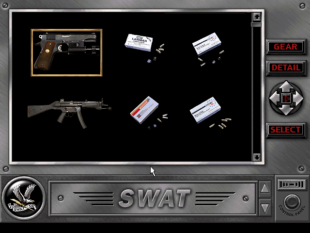 Daryl F. Gates' Police Quest: SWAT (DOS) screenshot: Weapons education.
