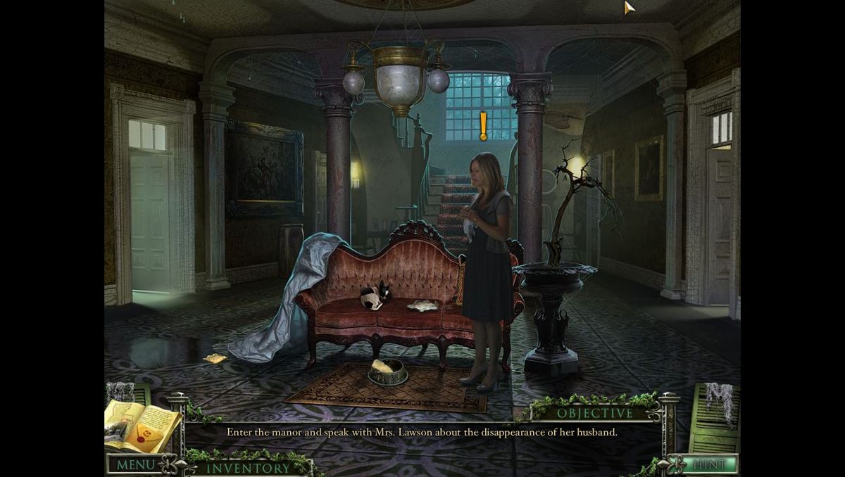 Mystery Case Files: 13th Skull (Collector's Edition) (Macintosh) screenshot: Foyer - Crying Mrs. Lawson