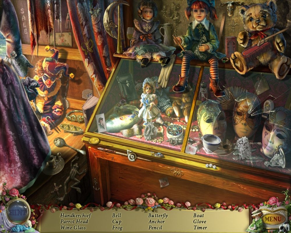 PuppetShow: Souls of the Innocent (Macintosh) screenshot: Puppet Maker’s Shop toy case - objects
