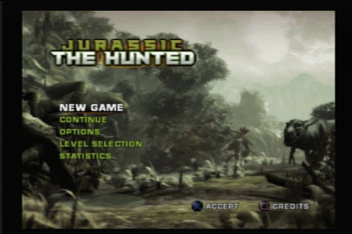 Jurassic: The Hunted (PlayStation 2) screenshot: Main menu.