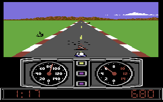 Super Cycle (Commodore 64) screenshot: Oops, a crash!