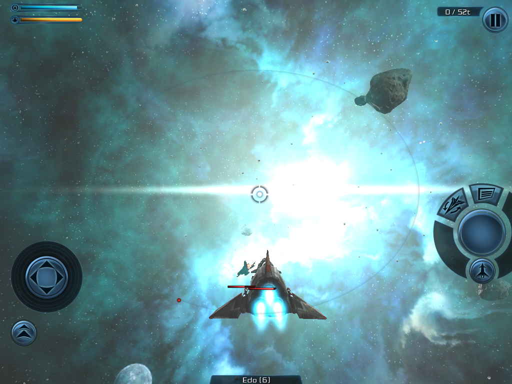 Galaxy on Fire 2 (iPad) screenshot: In space, "flying in the sun" takes a whole new meaning