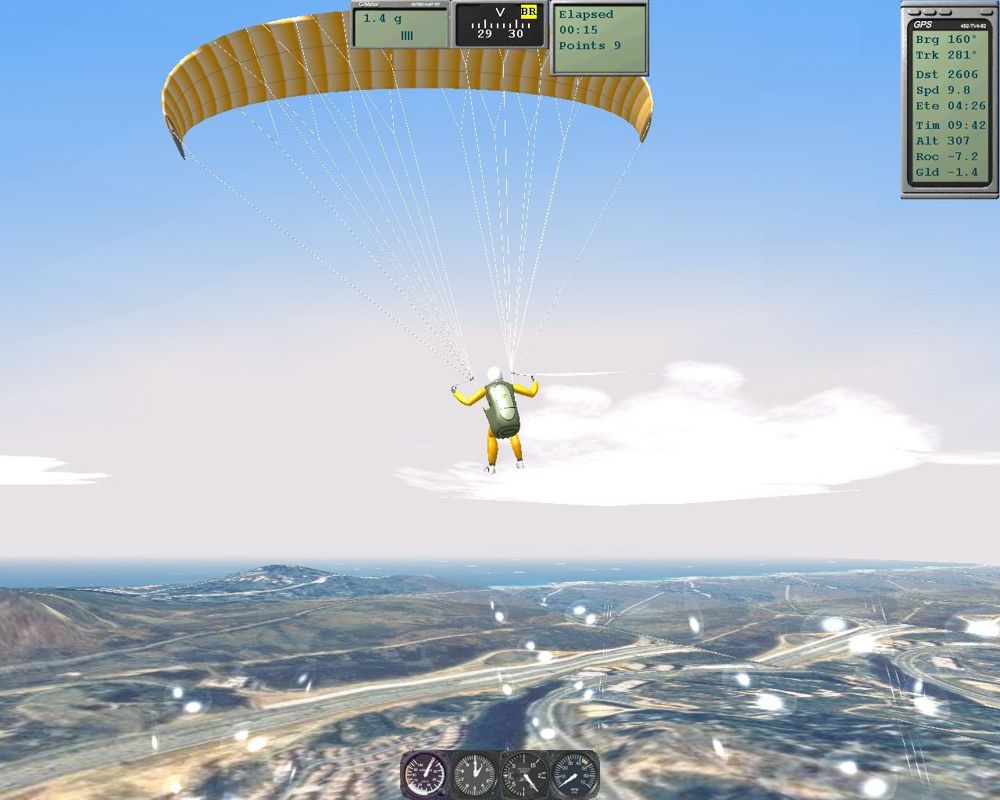 Hangsim (Windows) screenshot: The Spider paraglider in action above Torrey Pines