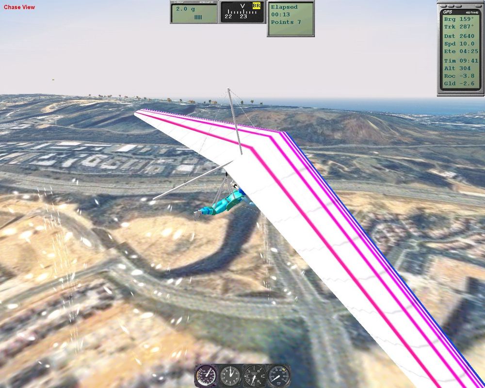 Hangsim (Windows) screenshot: The Storm hang glider in flight