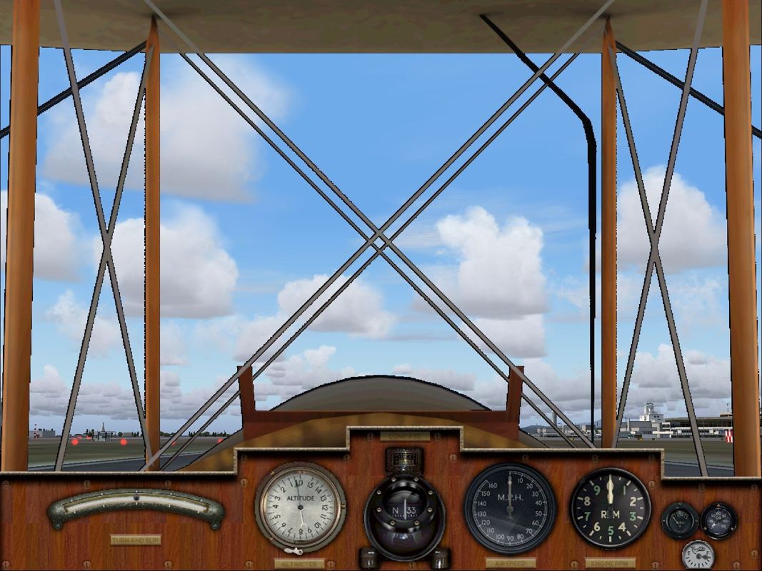 Mission: WWI Dogfight (Windows) screenshot: The Avro 504 standard cockpit view