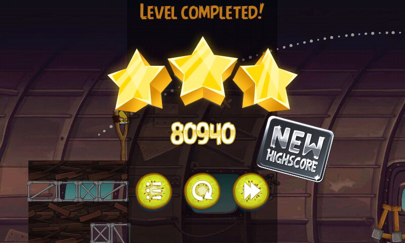 Angry Birds: Rio (Android) screenshot: Level completed with a highscore