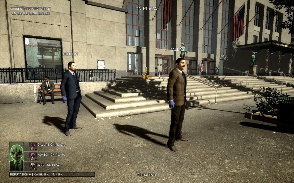 Payday: The Heist (Windows) screenshot: Starting out outside the bank