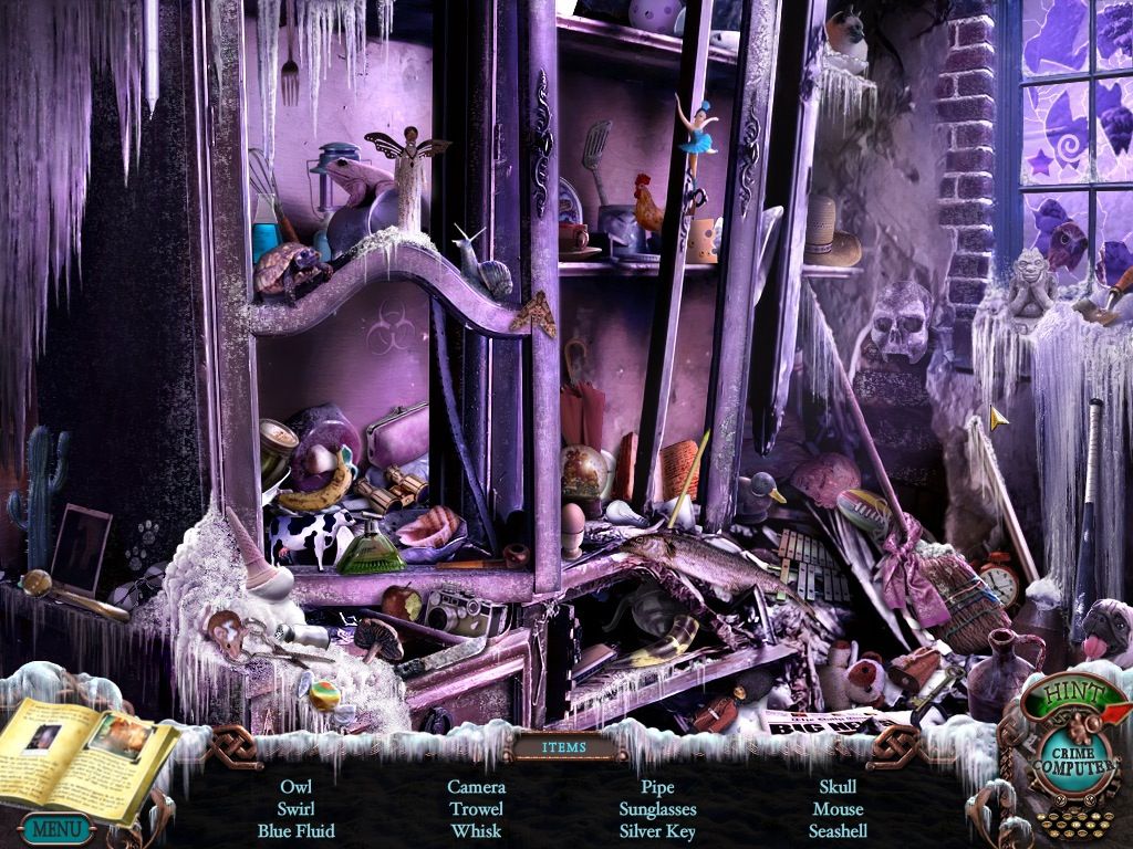 Mystery Case Files: Dire Grove (Collector's Edition) (Macintosh) screenshot: Ice Bridge House inside - objects