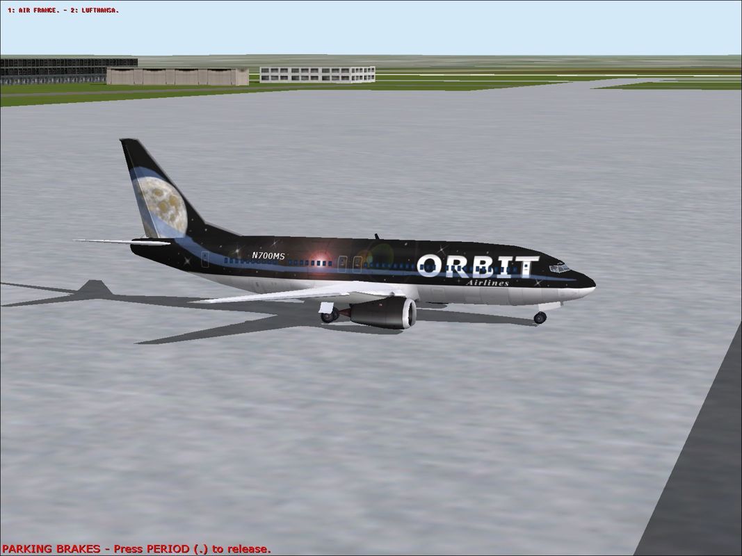 "Captain Speaking" (Windows) screenshot: The player is first given the option of two airlines. This does not affect the chosen plane or its livery just the ATC conversations