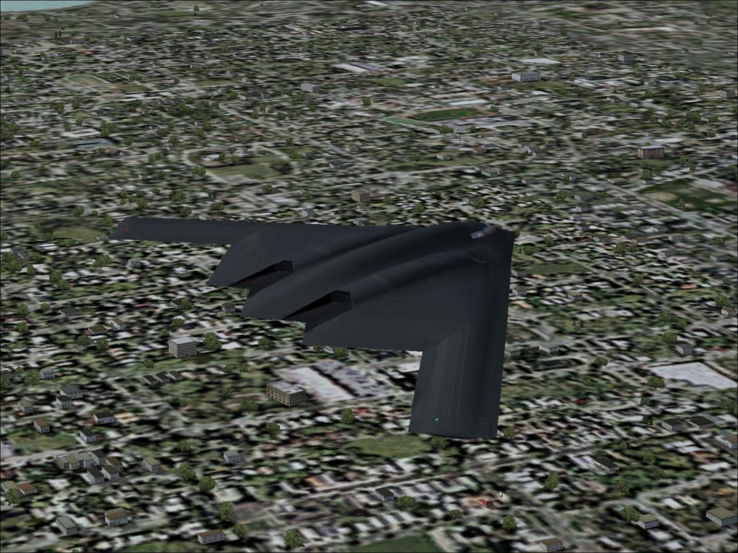 Combat Collectors: Second Edition (Windows) screenshot: The B-2 stealth bomber 'Spirit of New York' in flight.