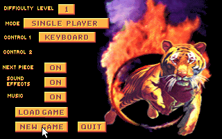 Super Tetris (DOS) screenshot: Main Menu