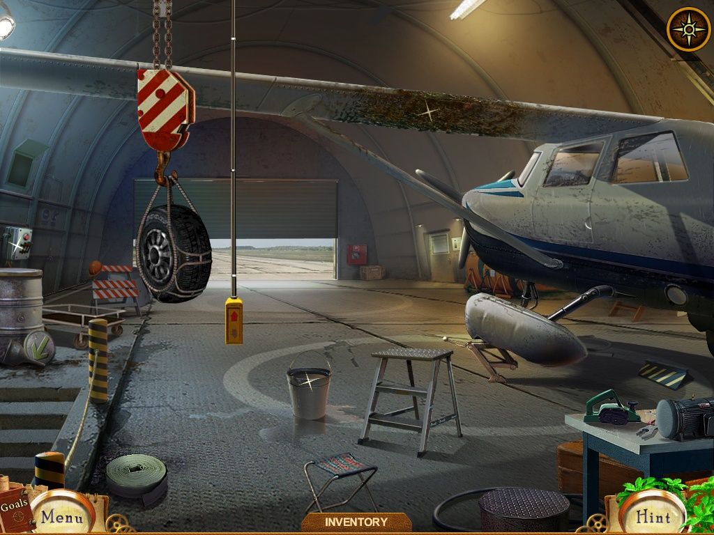 Kate Arrow: Deserted Wood (iPad) screenshot: Airplane hanger