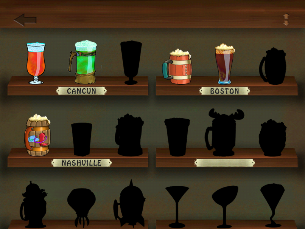 Tapper World Tour (iPad) screenshot: The drinks I served so far