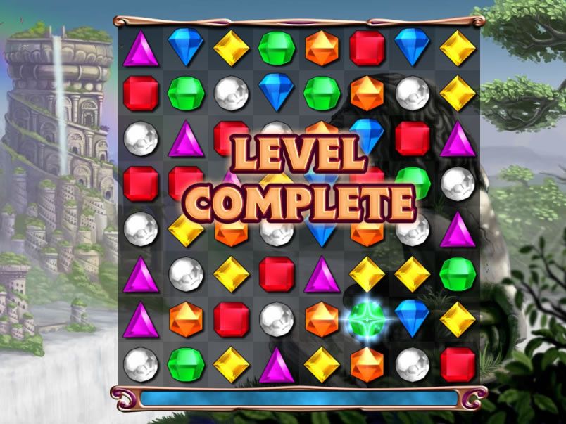 Bejeweled 3 (Browser) screenshot: Level complete