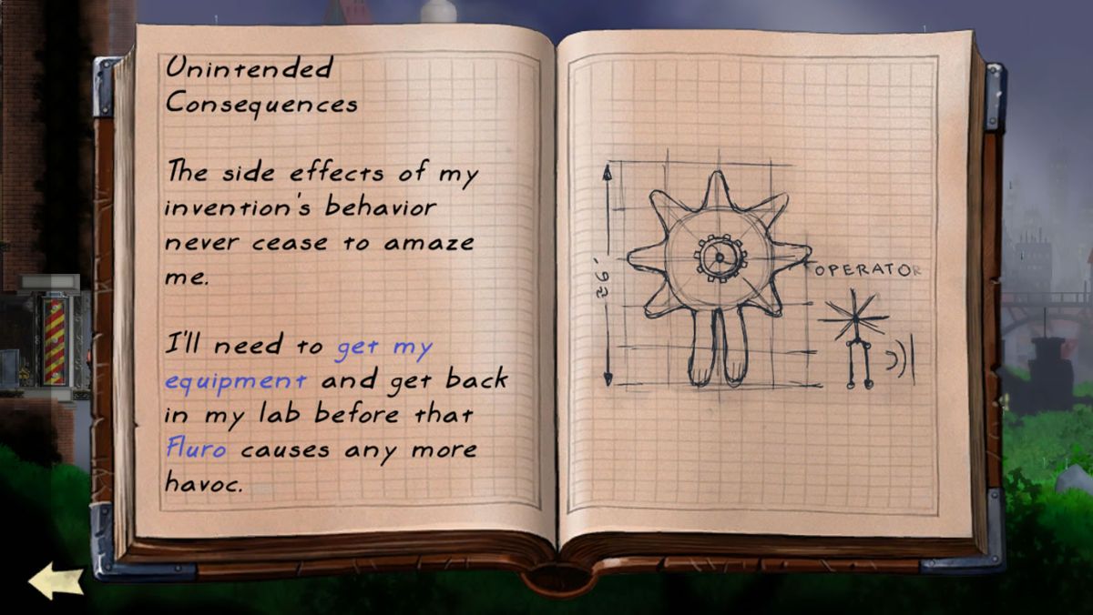 Vessel (Windows) screenshot: Journals explain the story and new discoveries.