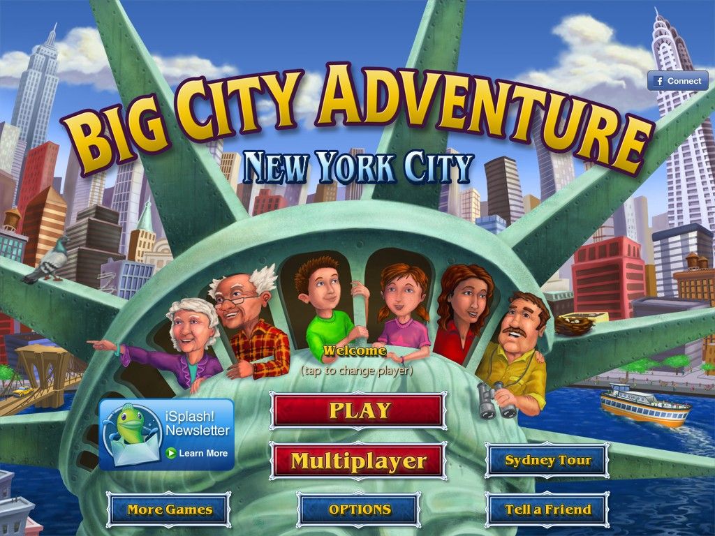 Big City Adventure: New York City (iPad) screenshot: Title / Main menu