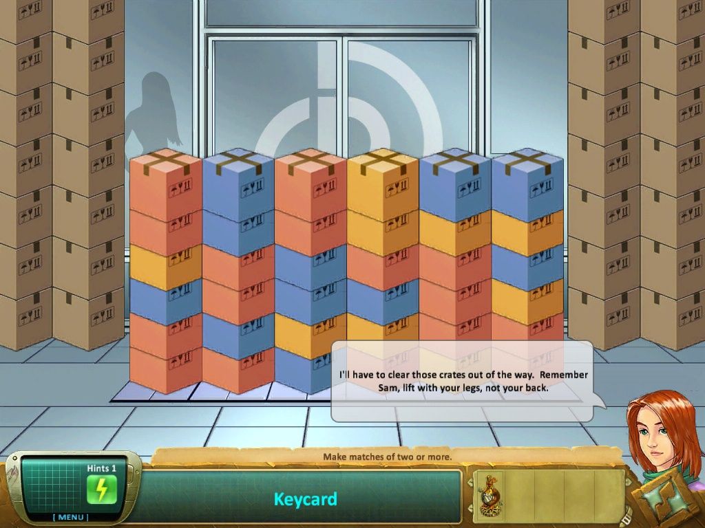 Samantha Swift and the Fountains of Fate (iPad) screenshot: Box Crate Puzzle