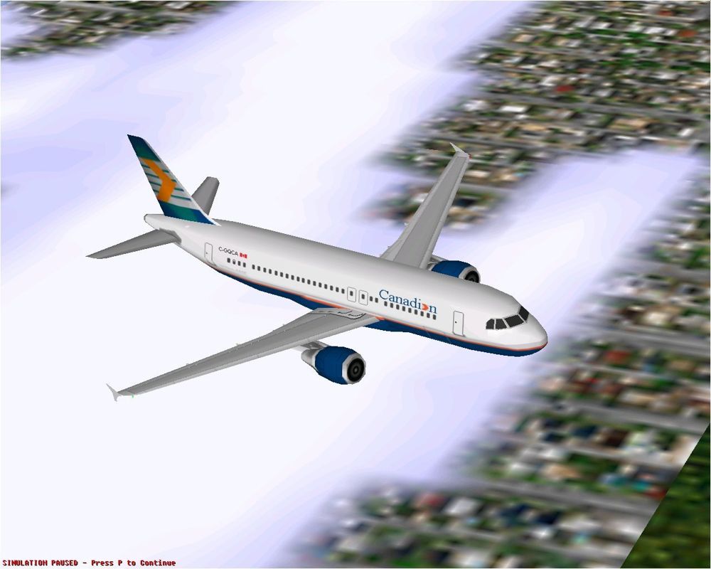 Airbus 2000: Special Edition (Windows) screenshot: Air Canada's Airbus A320-211 in Microsoft Flight Simulator 98