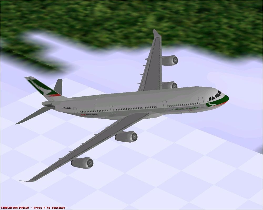 Airbus 2000: Special Edition (Windows) screenshot: Cathay Pacific's Airbus A340-211 in Microsoft Flight Simulator 98