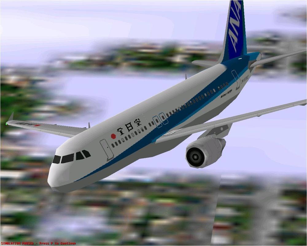 Airbus 2000: Special Edition (Windows) screenshot: The Airbus A320-211 in Microsoft Flight Simulator 98 flying in All Nippon Airways livery