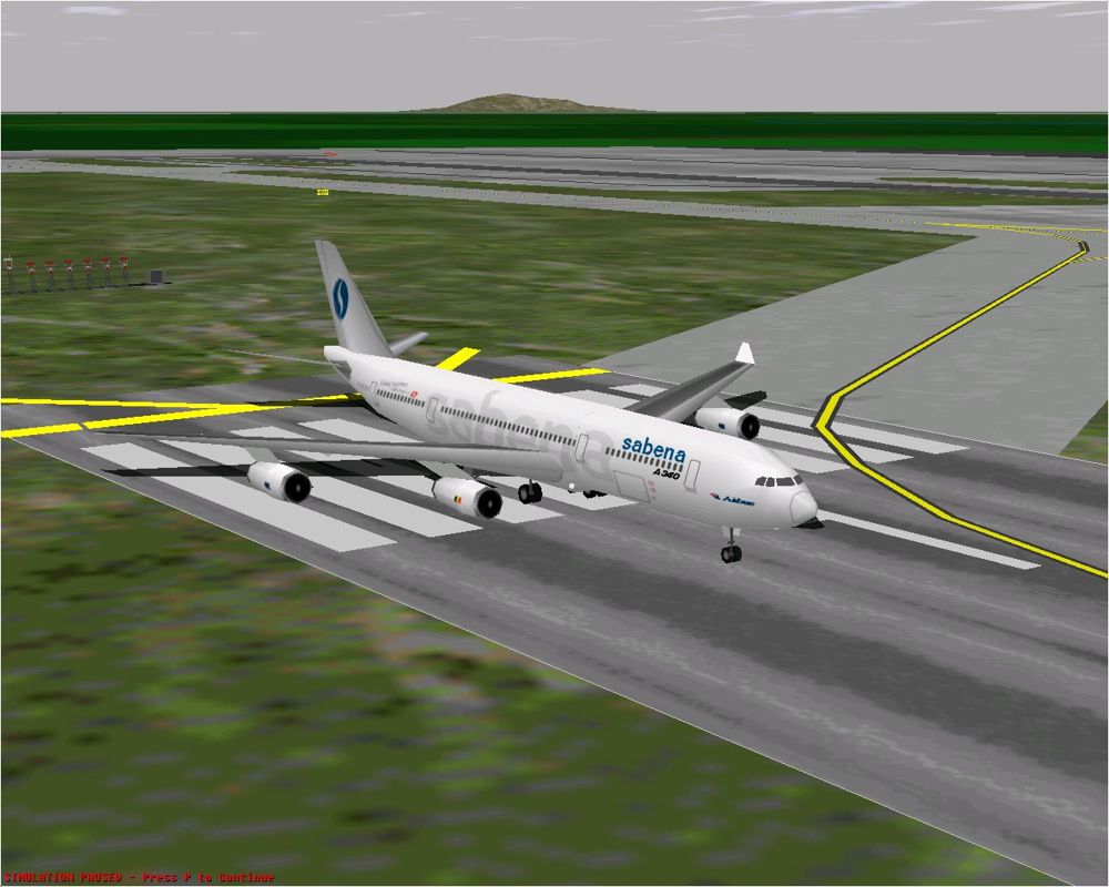 Airport 2000: Volume 1 (Windows) screenshot: Another supplied Airbus Industrie A340 this time in Sabena's livery