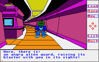Oo-Topos (Atari ST) screenshot: There is an angry guard here