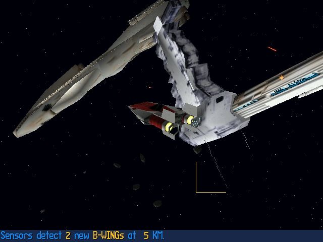 Star Wars: X-Wing - Collector's CD-ROM (Windows) screenshot: Protecting our cruiser from imperial attack.