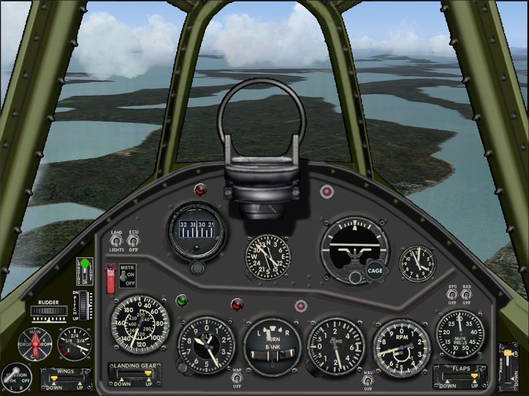 Combat Collectors: Second Edition (Windows) screenshot: The F4F-4 Wildcat standard cockpit view.