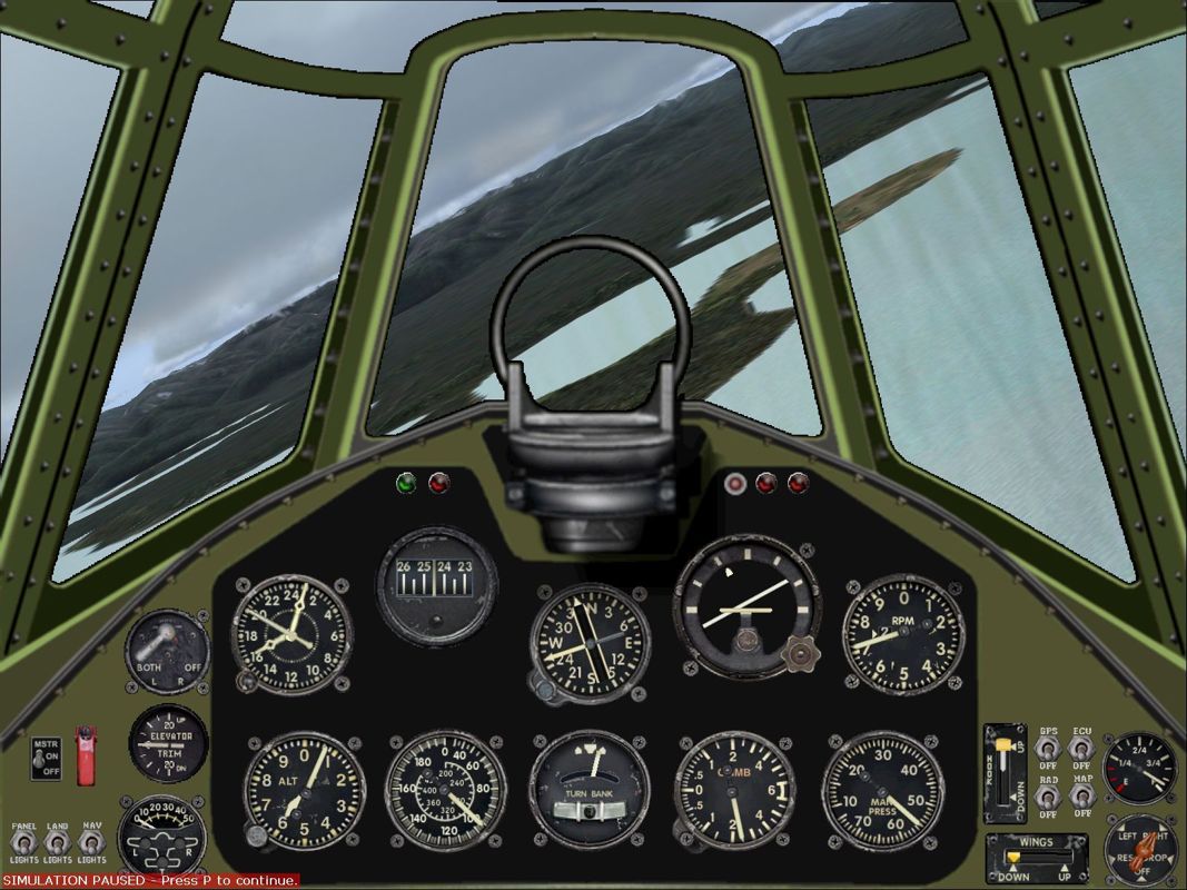 Combat Collectors: Second Edition (Windows) screenshot: The F6F-5 Hellcat standard cockpit view.