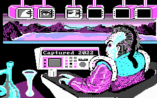Sub Mission (PC Booter) screenshot: The game introduction (CGA with RGB monitor)