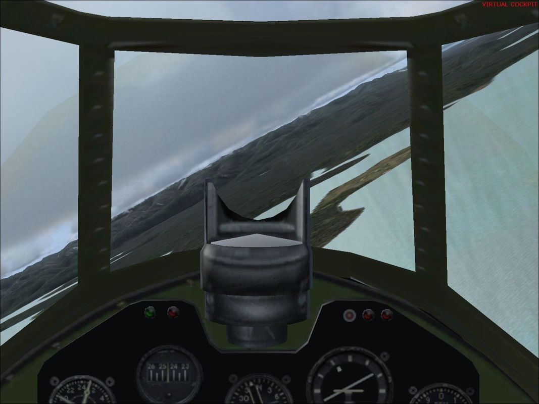 Combat Collectors: Second Edition (Windows) screenshot: The virtual cockpit view ahead in the F6F-5 Hellcat .