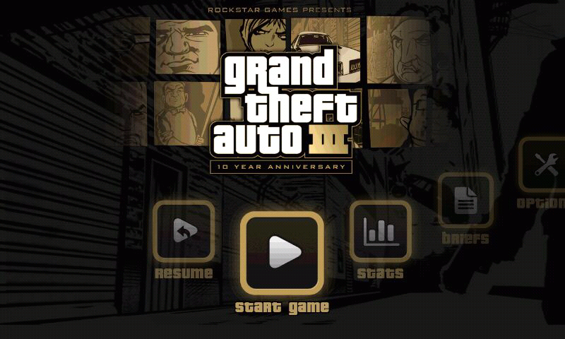 Grand Theft Auto III (Android) screenshot: Main menu