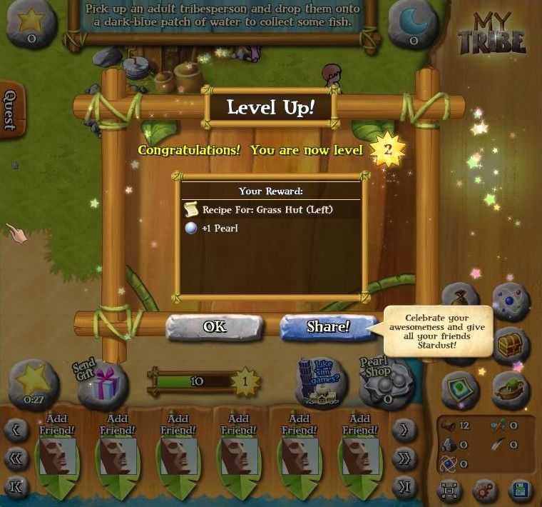 My Tribe (Browser) screenshot: Leveling up