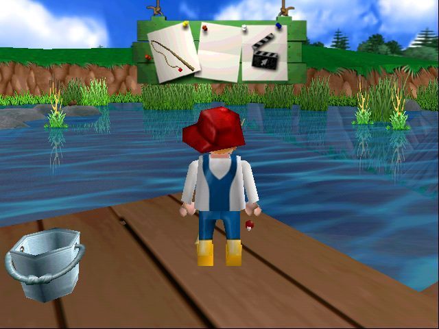 Alex Builds His Farm (Windows) screenshot: before Alex can fish he must select and use the fishing rod