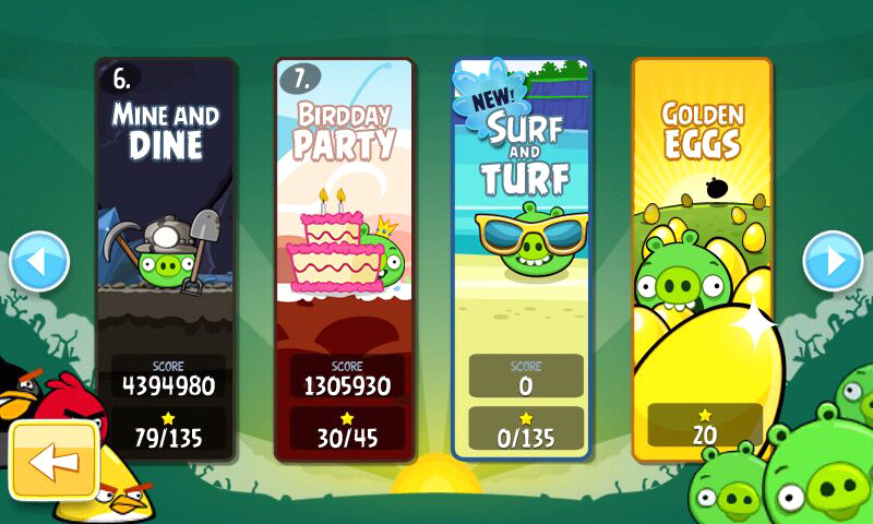 Angry Birds (Android) screenshot: Update 2.1.0 brings a new episode - Surf and Turf